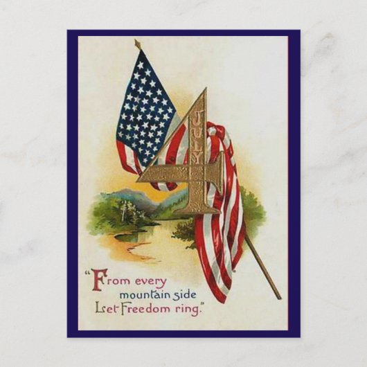   Patriottische Vlag van 4 juli Briefkaart (Voorkant)