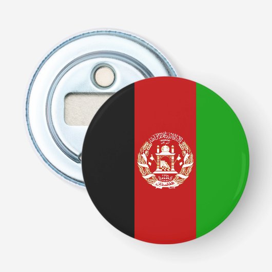 Patriottische vlag van Afghanistan Button Flesopener (Voorkant)