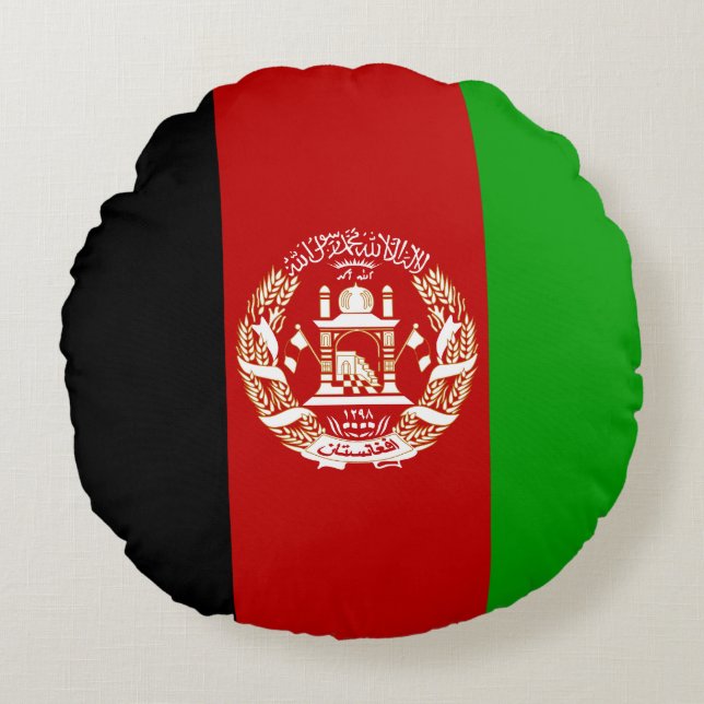 Patriottische vlag van Afghanistan Rond Kussen (Voorkant)