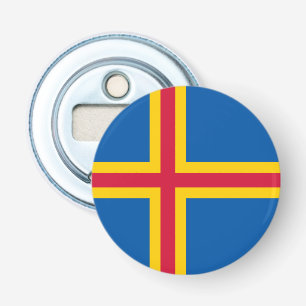 Patriottische vlag van Åland-eilanden Button Flesopener