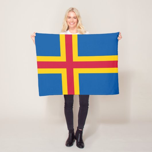 Patriottische vlag van Åland-eilanden Fleece Deken (In situ)