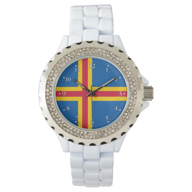 Patriottische vlag van Åland-eilanden Horloge (Voorkant)