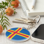 Patriottische vlag van Åland-eilanden Sleutelhanger (Voorkant Rechts)