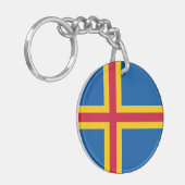 Patriottische vlag van Åland-eilanden Sleutelhanger (Voorkant Links)