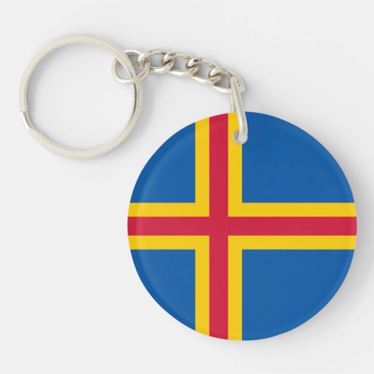 Patriottische vlag van Åland-eilanden Sleutelhanger (Voorkant)