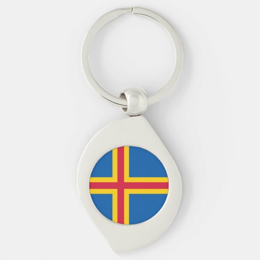 Patriottische vlag van Åland-eilanden Sleutelhanger (Voorkant)