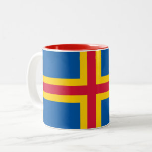 Patriottische vlag van Åland-eilanden Tweekleurige Koffiemok
