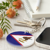 Patriottische vlag van Amerikaans-Samoa Sleutelhanger (Voorkant Rechts)