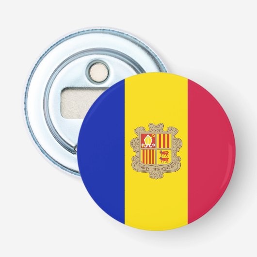 Patriottische vlag van Andorra Button Flesopener (Voorkant)