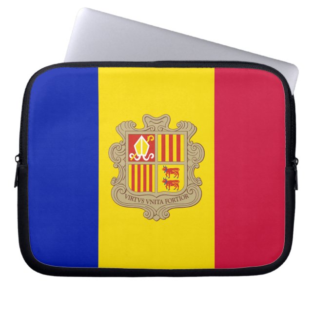 Patriottische vlag van Andorra Laptop Sleeve (Voorkant)