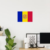 Patriottische vlag van Andorra Poster (Thuiskantoor)