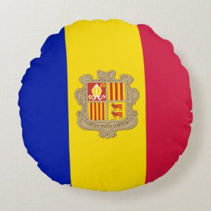 Patriottische vlag van Andorra Rond Kussen