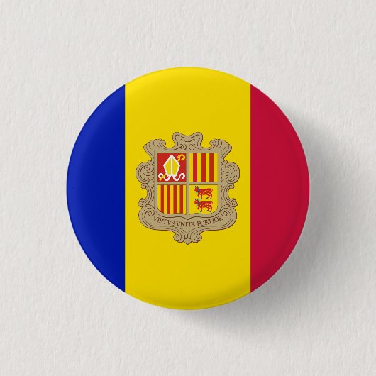 Patriottische vlag van Andorra Ronde Button 3,2 Cm (Voorkant)