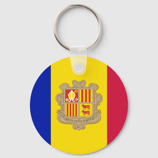 Patriottische vlag van Andorra Sleutelhanger (Voorkant)