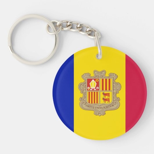 Patriottische vlag van Andorra Sleutelhanger (Voorkant)