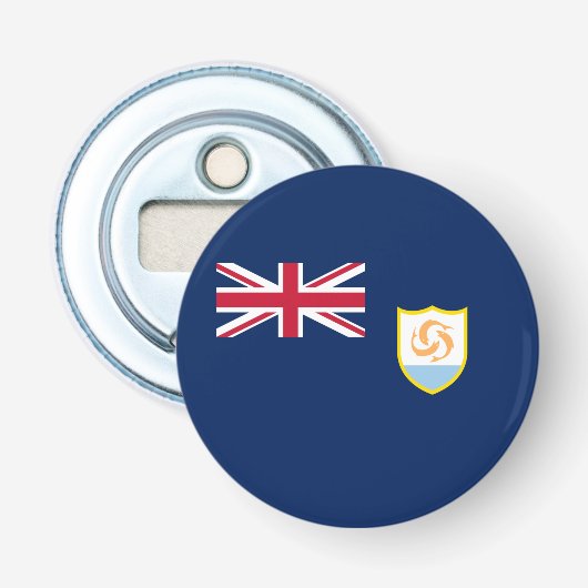 Patriottische vlag van Anguilla Button Flesopener (Voorkant)