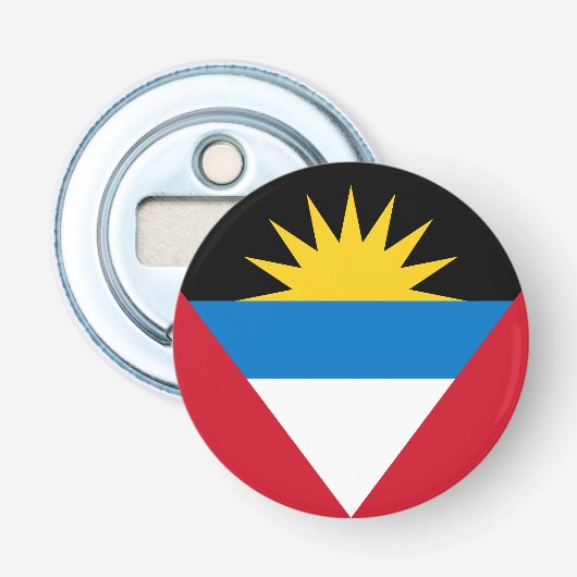 Patriottische vlag van Antigua en Barbuda Button Flesopener (Voorkant)