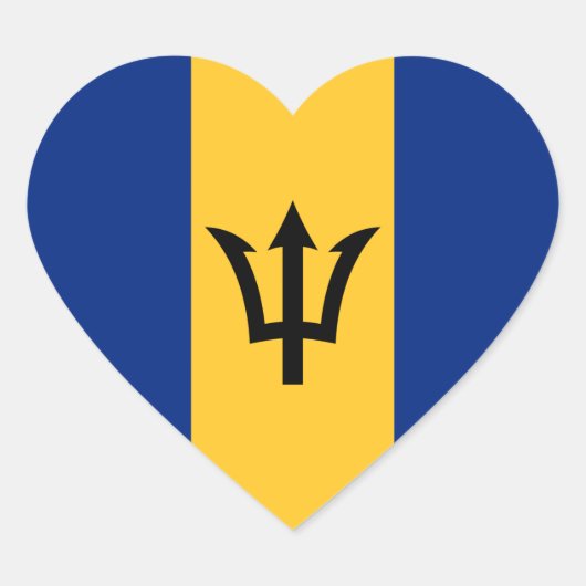 Patriottische vlag van Barbados Hart Sticker (Voorkant)