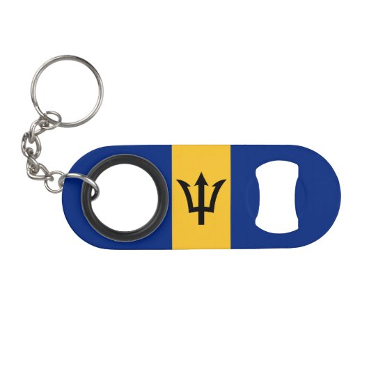 Patriottische vlag van Barbados Mini Flessenopener (Voorkant (Horizontaal))