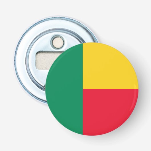 Patriottische vlag van Benin Button Flesopener (Voorkant)