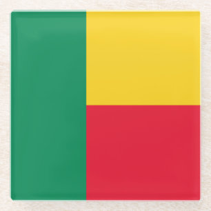 Patriottische vlag van Benin Glazen Onderzetter