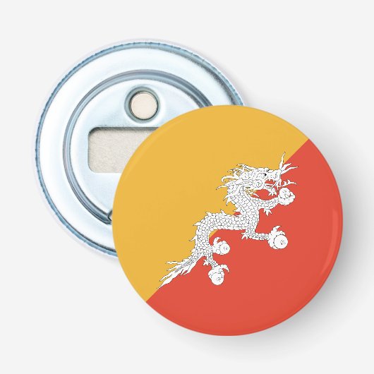 Patriottische vlag van Bhutan Button Flesopener (Voorkant)
