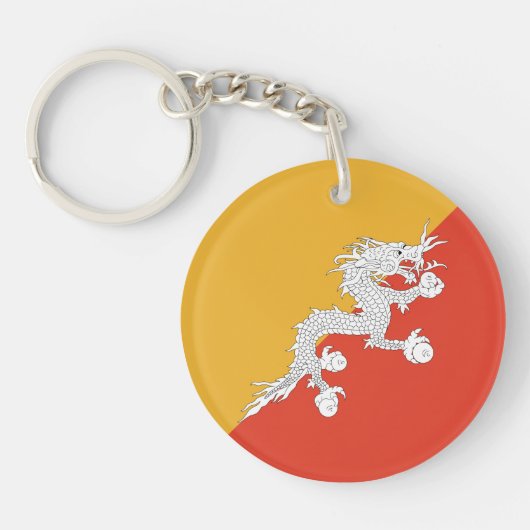 Patriottische vlag van Bhutan Sleutelhanger (Voorkant)