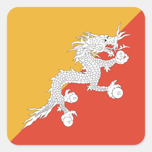 Patriottische vlag van Bhutan Vierkante Sticker (Voorkant)