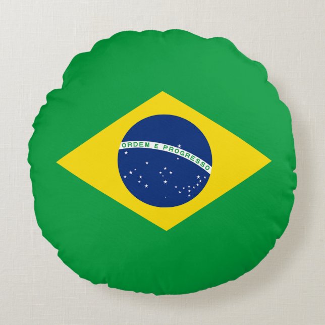 Patriottische vlag van Brazilië Rond Kussen (Voorkant)