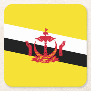 Patriottische vlag van Brunei vierkante papieren c Kartonnen Onderzetters