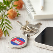 Patriottische vlag van Cambodja Sleutelhanger (Zijkant)