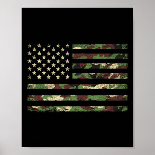 Patriottische Vlag van de VS 4 juli Camo Amerikaan Poster