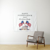 Patriottische Vlag van de VS 4 juli Wandkleed (In Situ (horizontaal))