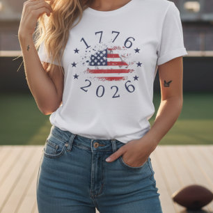 Patriottische Vlag van de VS Amerika 250-jarig jub T-shirt