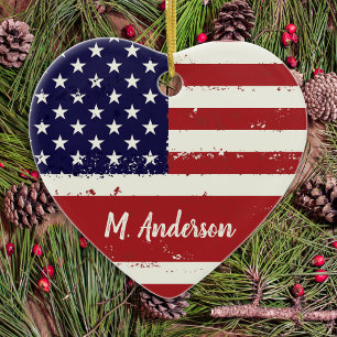 Patriottische Vlag van de VS - Amerikaanse Vlag - Keramisch Ornament