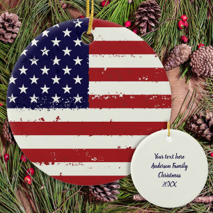Patriottische Vlag van de VS - Amerikaanse Vlag - Keramisch Ornament