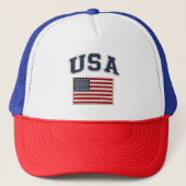Patriottische Vlag van de VS Geborduurde Hoed Trucker Pet (Voorkant)