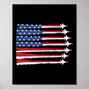Patriottische Vlag Van De Vs Gevechtsvliegtuig 4 J Poster