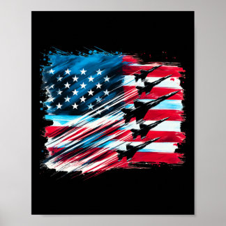 Patriottische Vlag van de VS Gevechtsvliegtuigen J Poster