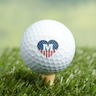 Patriottische Vlag van de VS Hart Persoonlijk Mono Golfballen