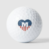 Patriottische Vlag van de VS Hart Persoonlijk Mono Golfballen (Voorkant)
