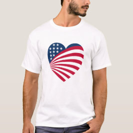 Patriottische Vlag van de VS Hart  T-shirt
