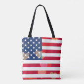 Patriottische Vlag van de VS met Kleurrijke Harte Tote Bag (Achterkant)