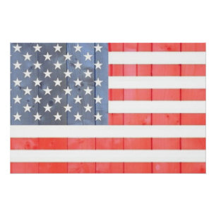  Patriottische Vlag van de VS op houten hek Perfect Poster