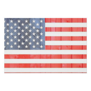  Patriottische Vlag van de VS op houten hek Perfect Poster