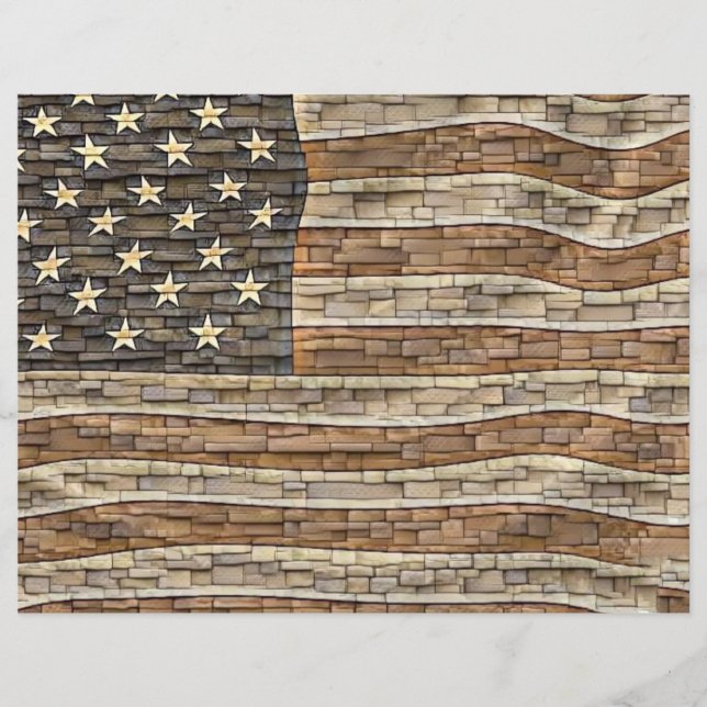  Patriottische Vlag van de VS op stenen muur (Voorkant)