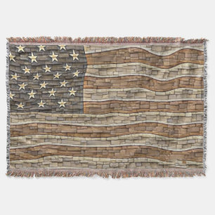  Patriottische Vlag van de VS op stenen muur Deken