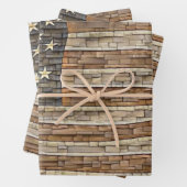  Patriottische Vlag van de VS op stenen muur Inpakpapier Vel (In situ)