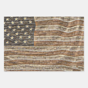  Patriottische Vlag van de VS op stenen muur Inpakpapier Vel