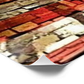 Patriottische Vlag van de VS op stenen muur Perfect Poster (Hoek)